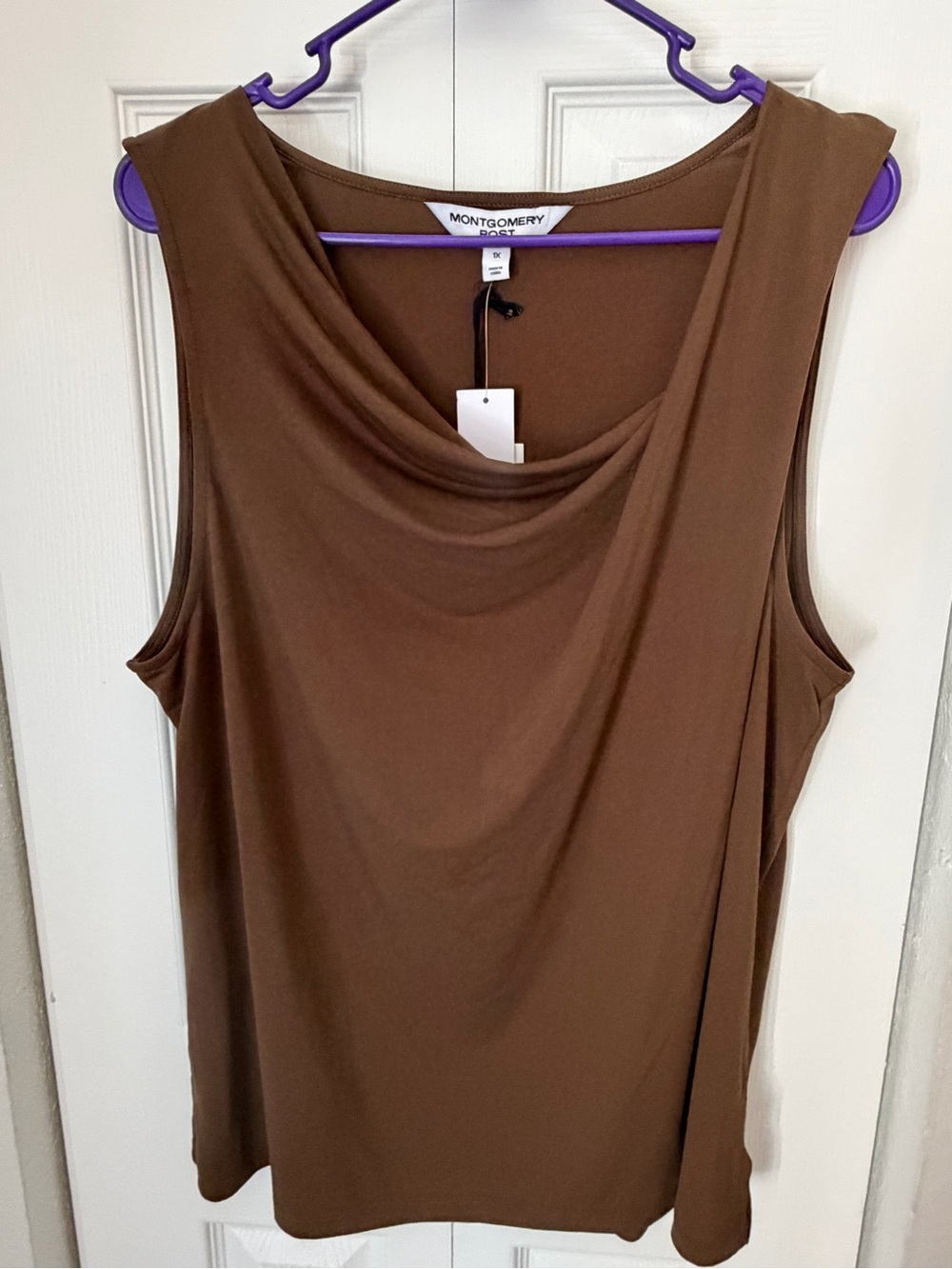 Brown Cowl Neck Sleeveless Tank